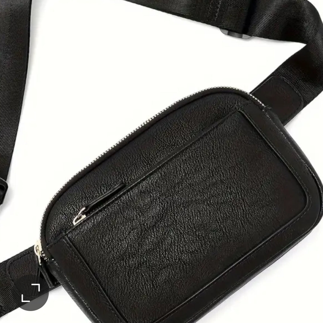 Unisex Black Crossbody Satchel