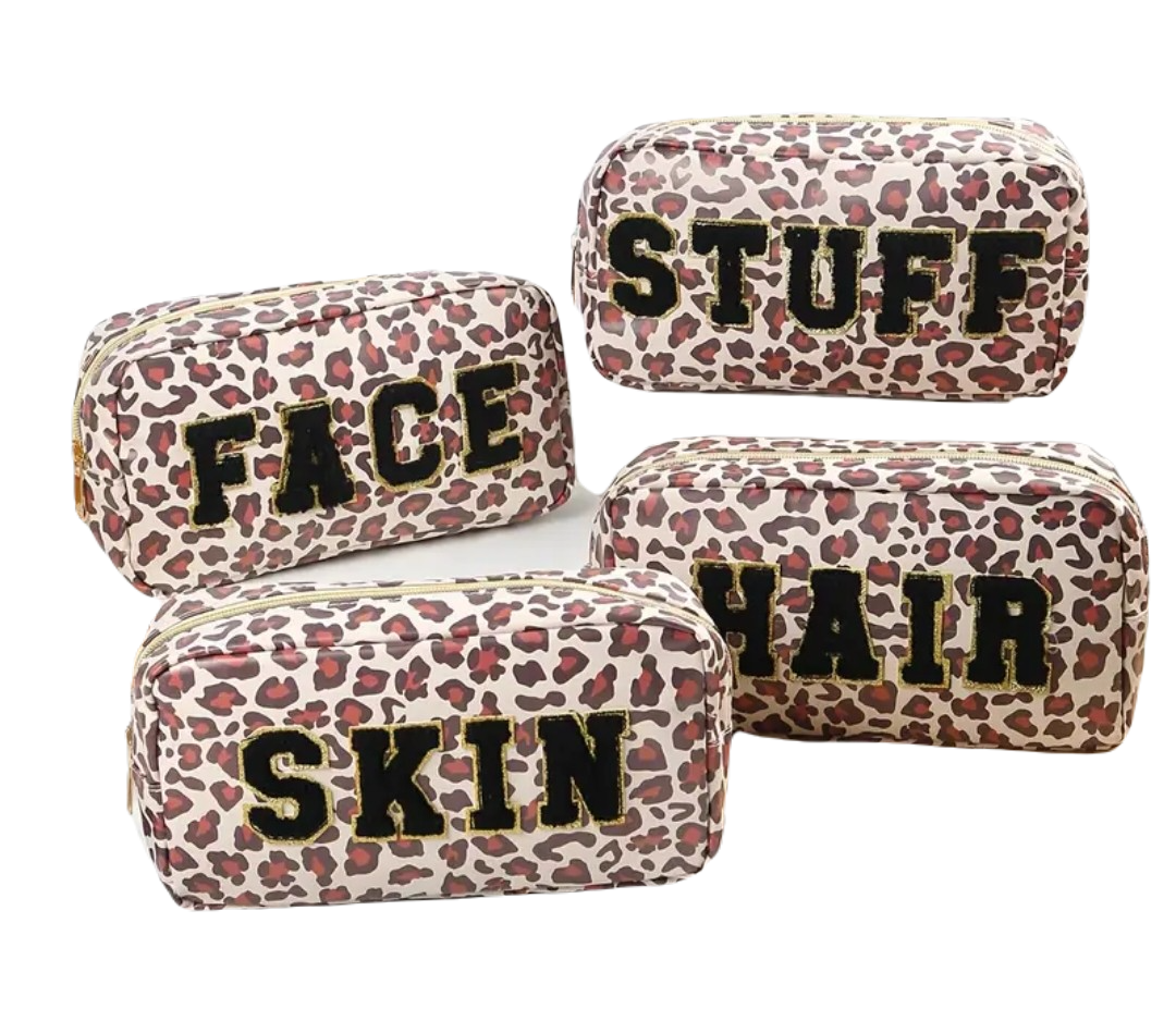 Leopard print cosmetic set