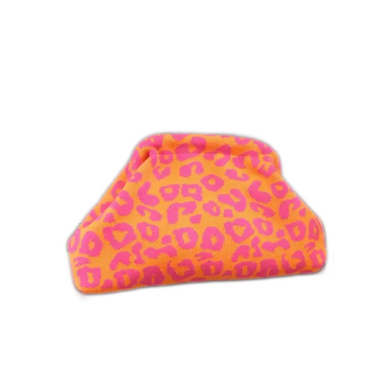 Fuschia and orange leopard print handbag