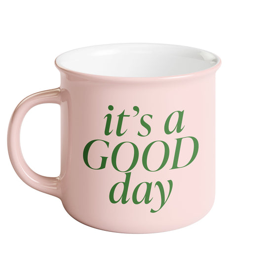 Pink and Green Good Day Ceramic Mug