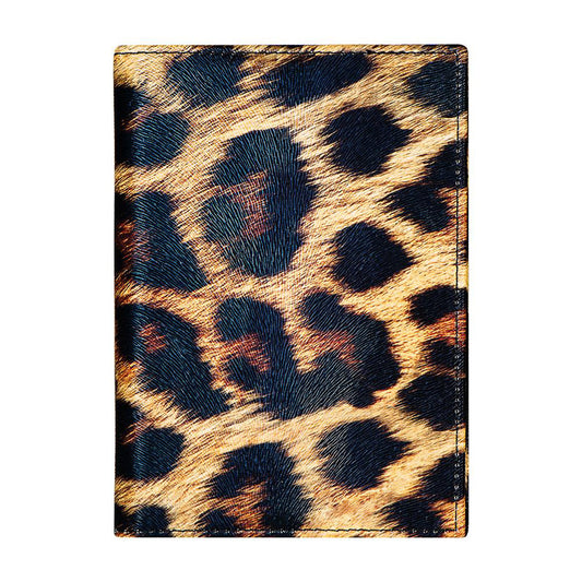 Leopard print vegan leather passport case