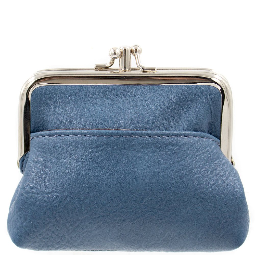 Powder blue vegan leather coin purse