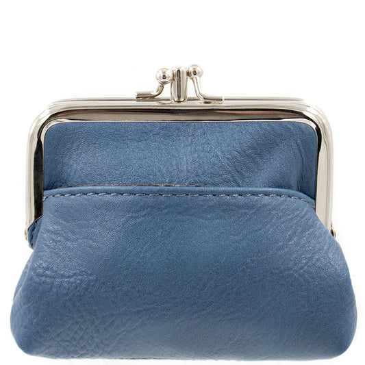 Powder blue vegan leather coin purse