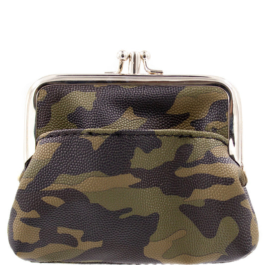 Camouflage vegan leather coin purse