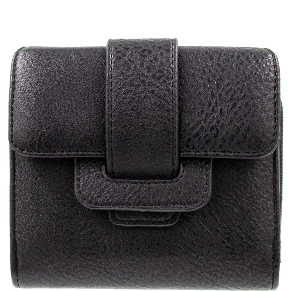 Unisex Black vegan leather buckle wallet