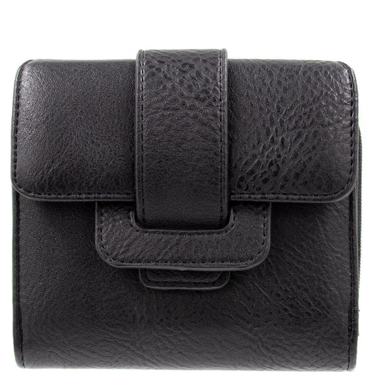 Unisex Black vegan leather buckle wallet