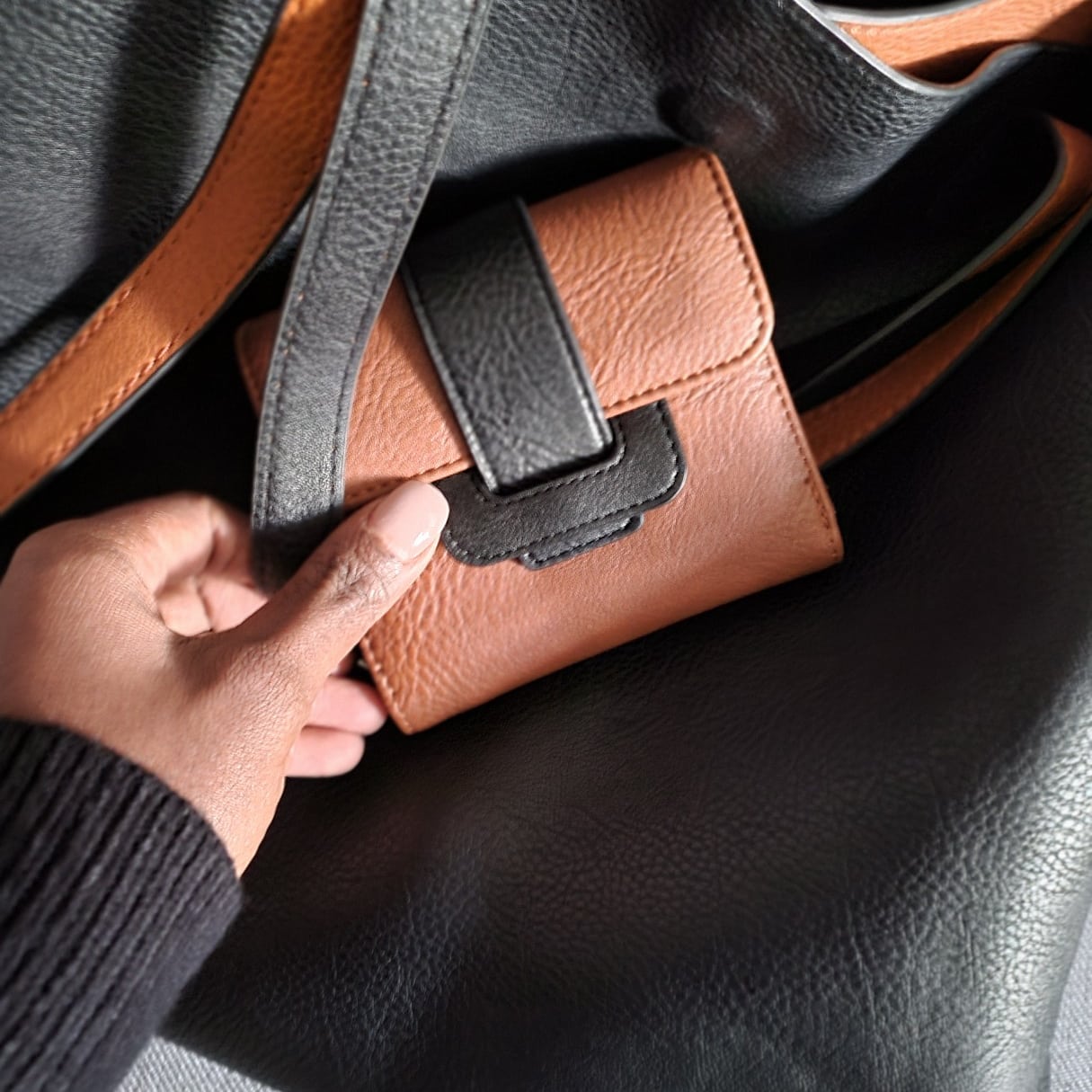 Camel/Black RFID Wallet