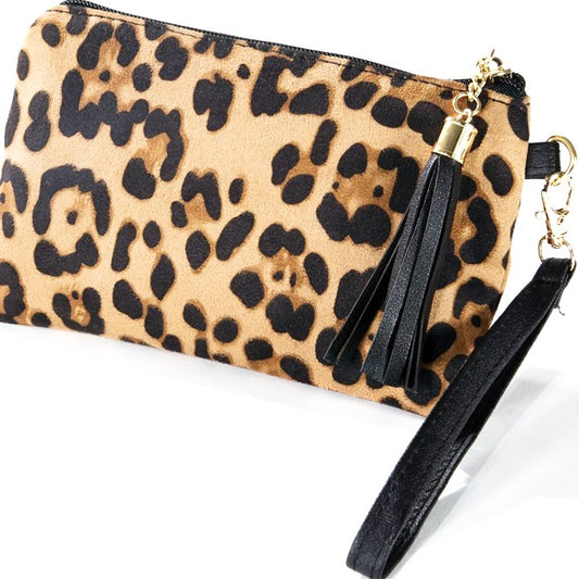 Leopard print wristlet