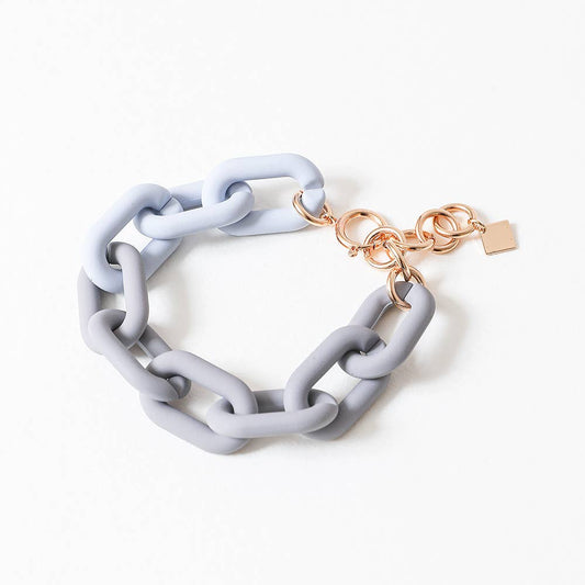 Two-tone Gray/Blue Chunky Linked Acrylic Bracelet