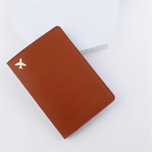 Unisex Caramel Brown PU Leather Passport Case