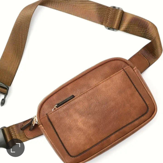 Unisex Brown Crossbody Satchel 