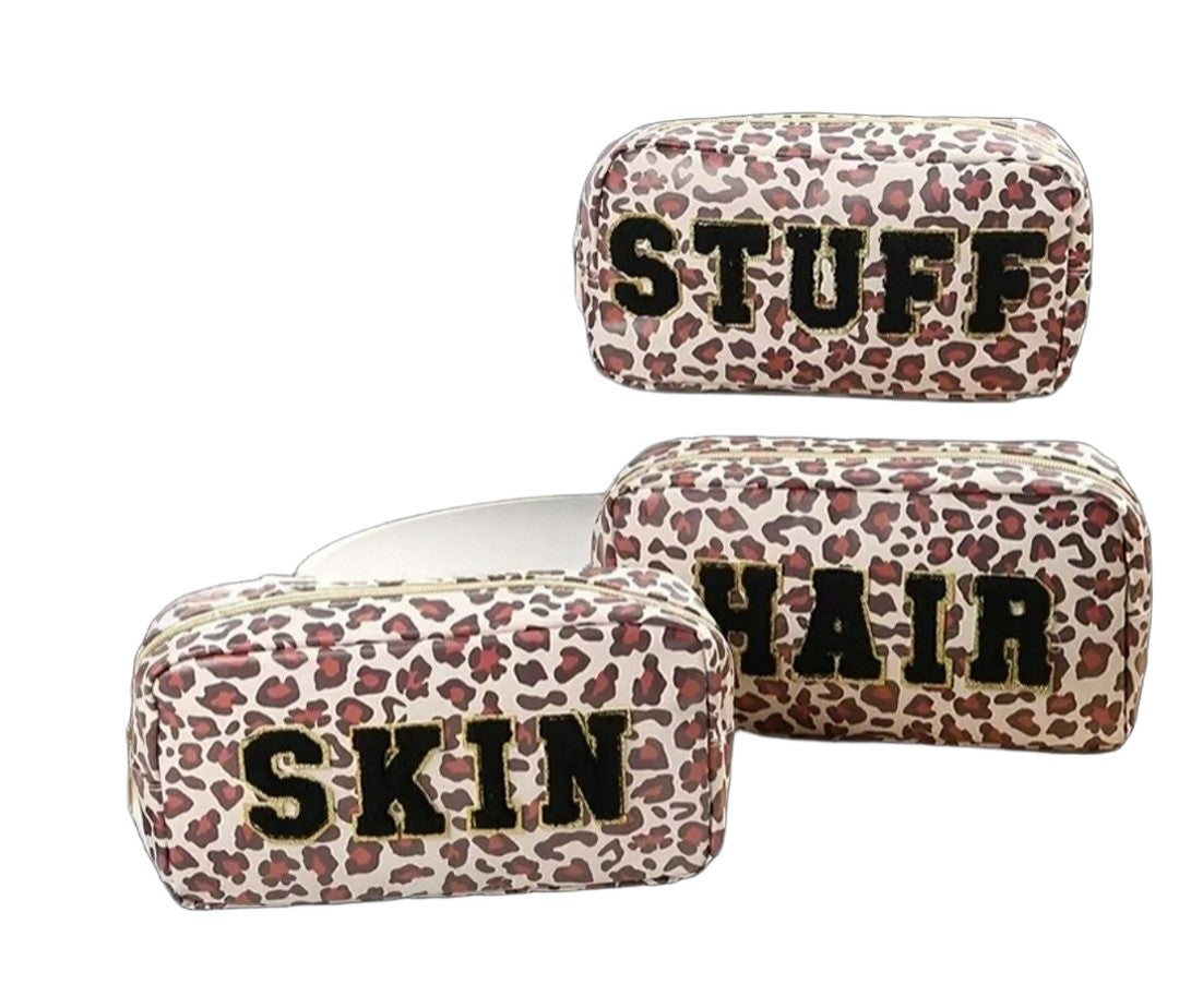 Leopard print cosmetic set