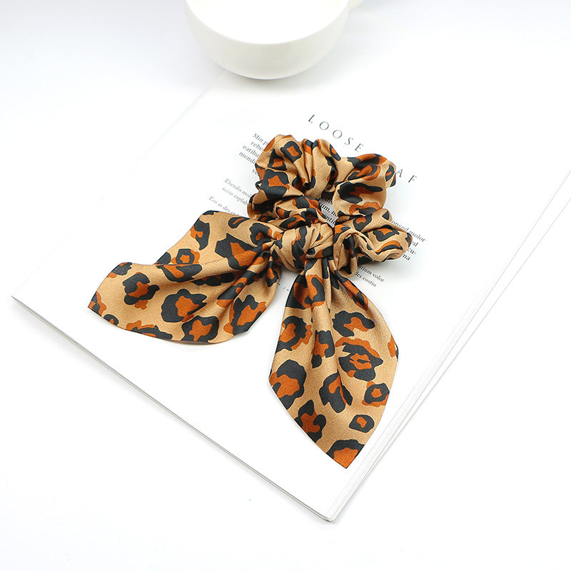 Leopard Print Hair Ribbon Scrunchie