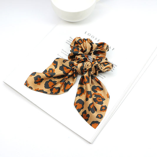 Leopard Print Hair Ribbon Scrunchie