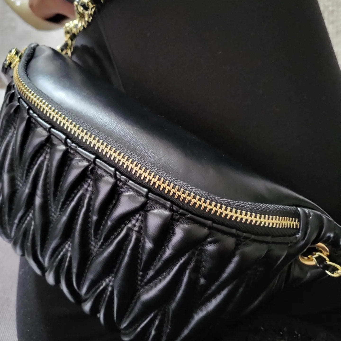 Black Quilted Crossbody Handbag